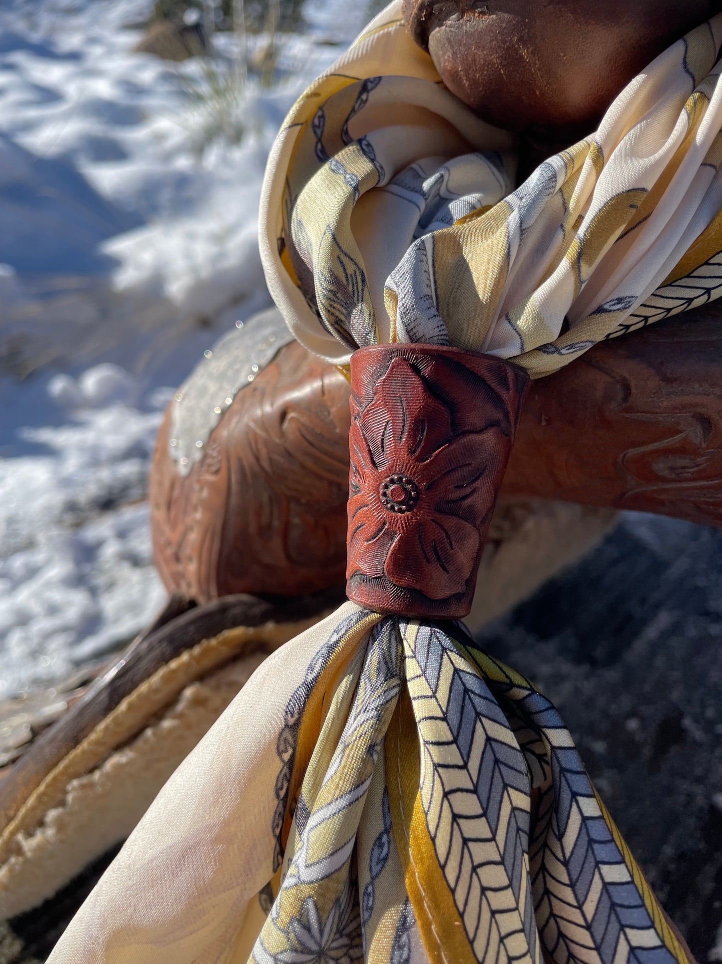 Wild rag tie, hand tooled